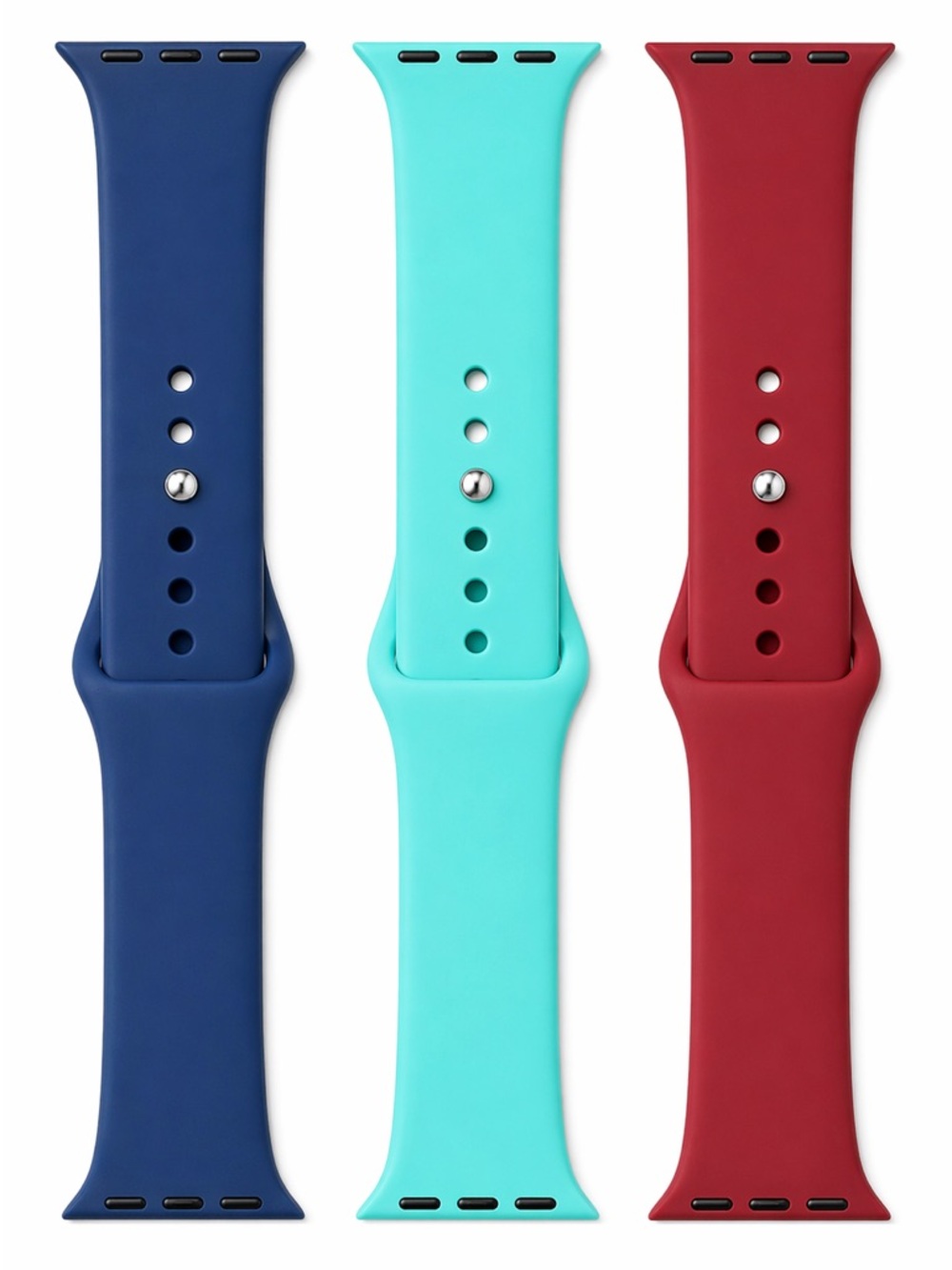 Apple Watch Bands 38 40mm Silicone Sport Strap Set 3 Navy Red Blue S - M